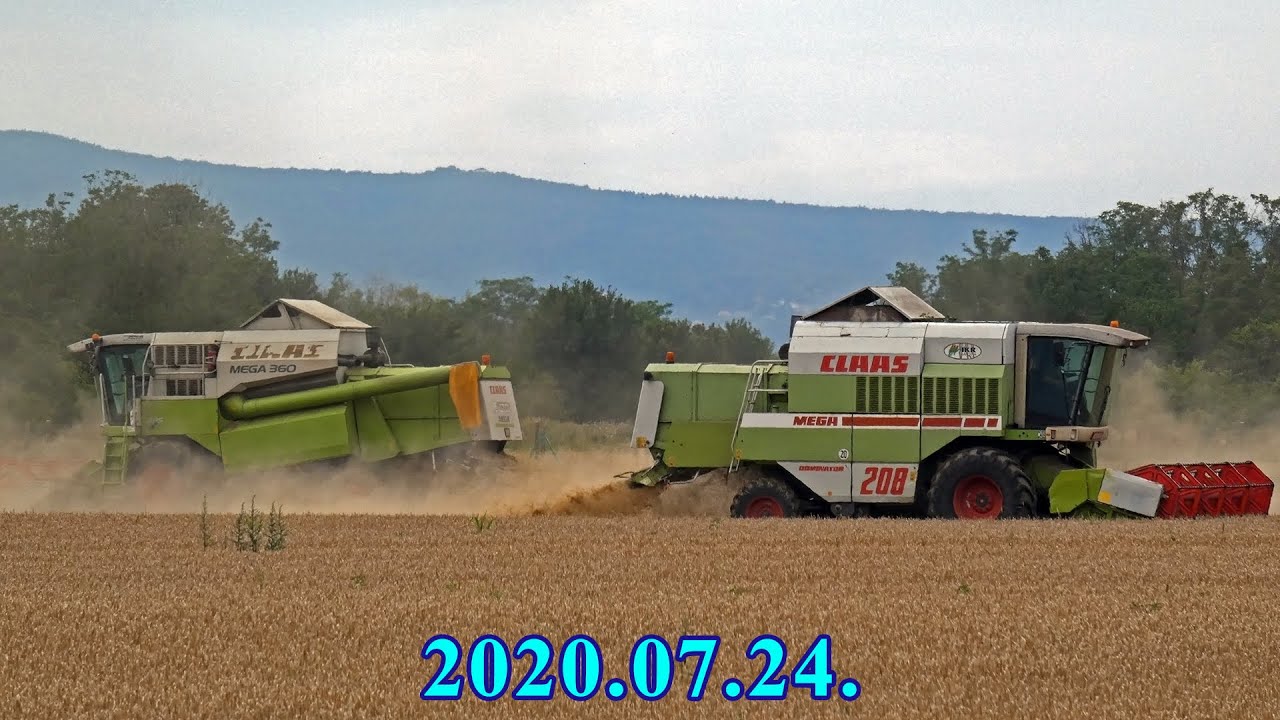 │2020.07.24.│Claas Mega 360 & Dominator 208│Árpa aratás│Barley harvest│