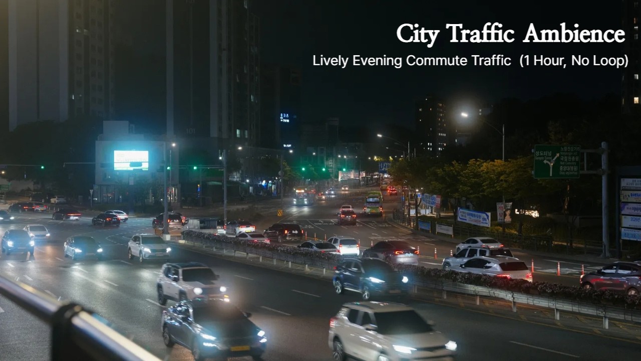 City Traffic Ambience | Lively Evening Commute Traffic (1 Hour, No