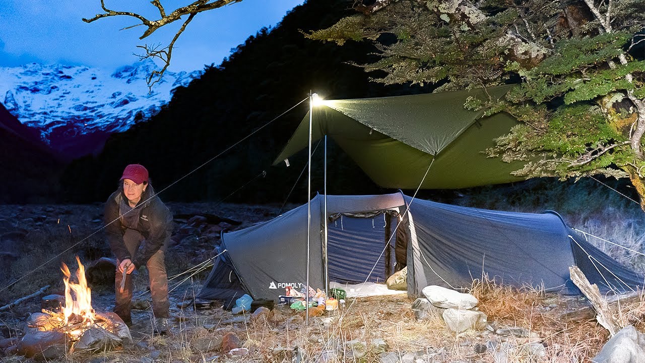 Camping Perfection - Winter Adventure in the Mountains - Campfire and Tunnel Tent 