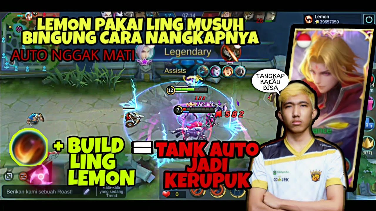 BUILD TERSAKIT LING LEMON TANK AUTO JADI KERUPUK - LING WAJIB PAKAI BUILD INI - Mobile legends