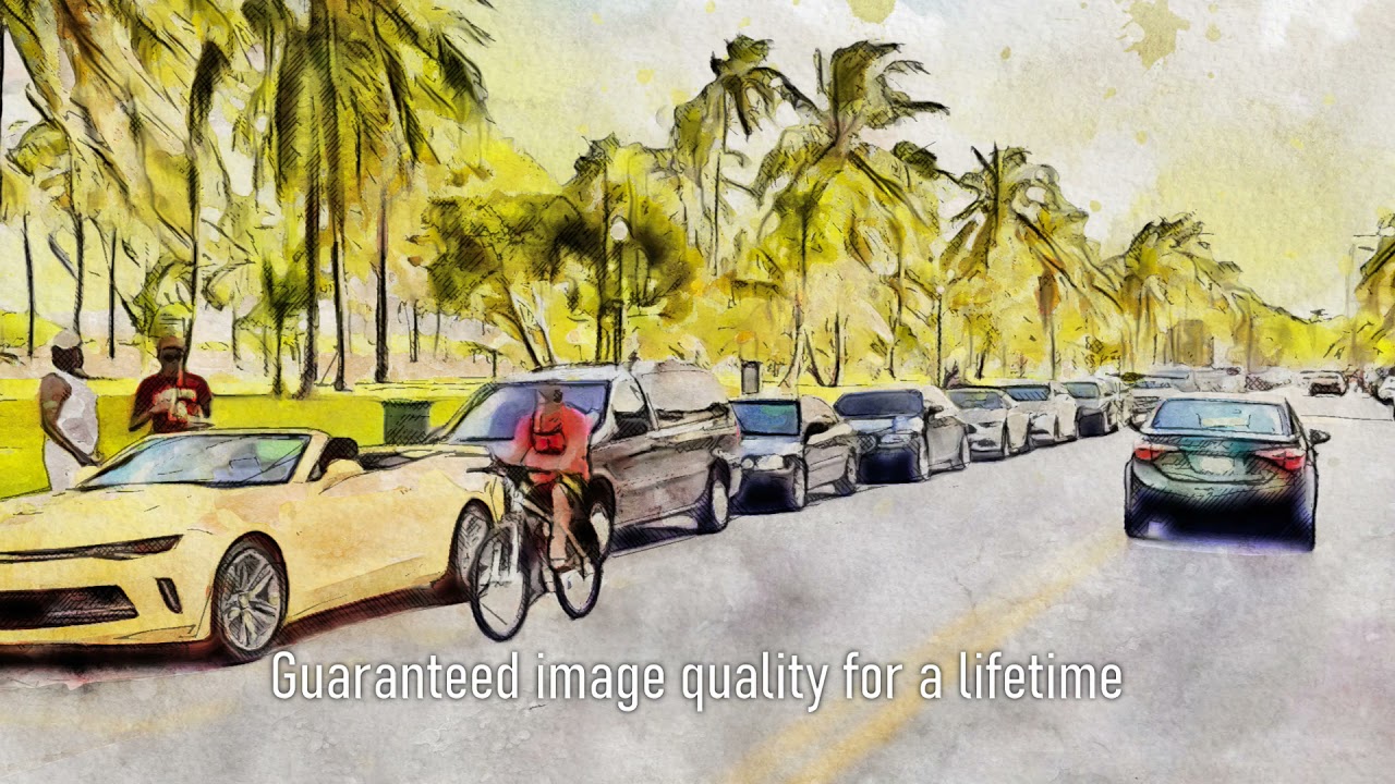 Premium Handmade Art Print "Ocean Avenue in South Beach in Watercolors" by Dreamframer Art