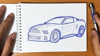 How to draw a FORD MUSTANG from NEED for SPEED || Drawing ford shelby gt500 2014 car from movie