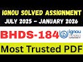 BHDS 184 Hindi Medium Solved Assignment | IGNOU | July 2025 – Jan 2026 – July 2026