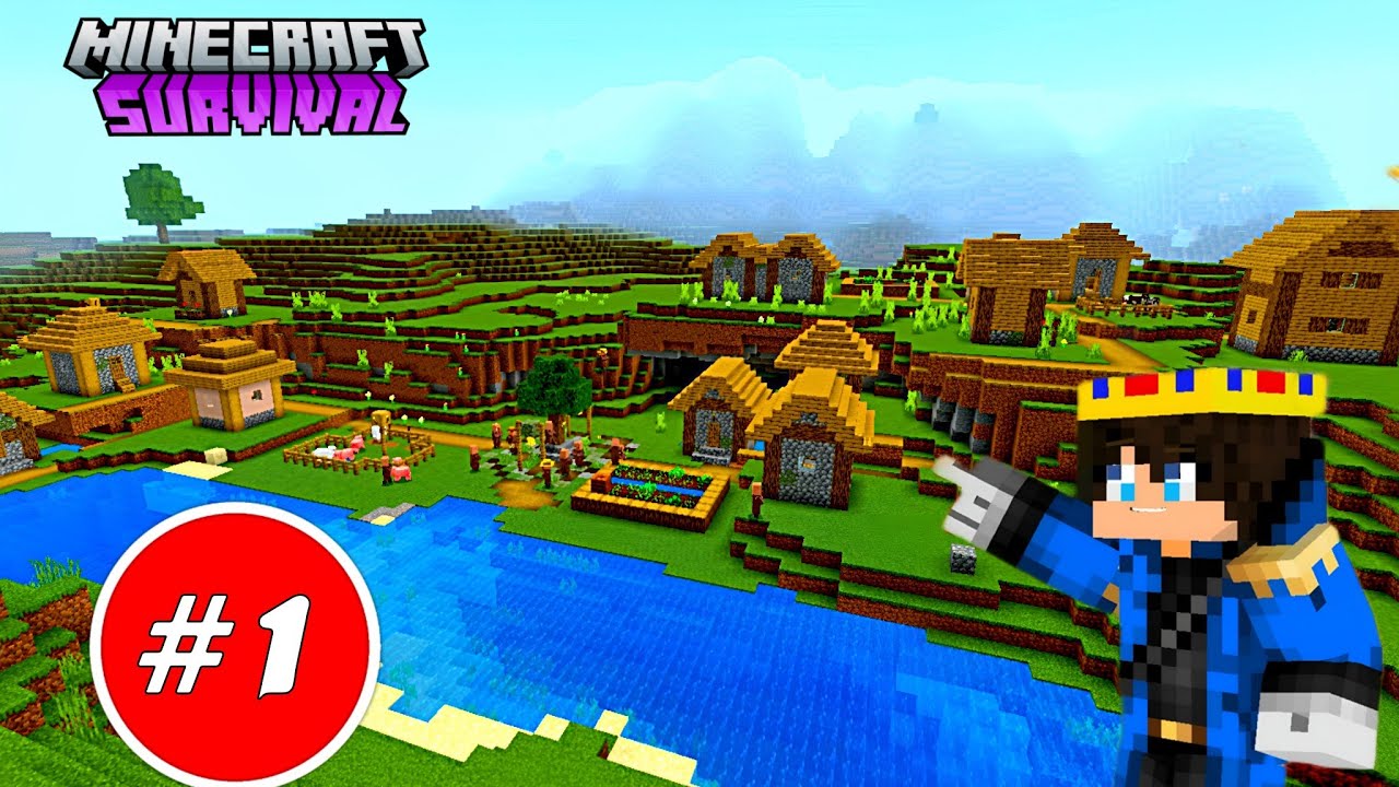 I found a village on the first day || Minecraft Gameplay #1 || M.C.P.E ...