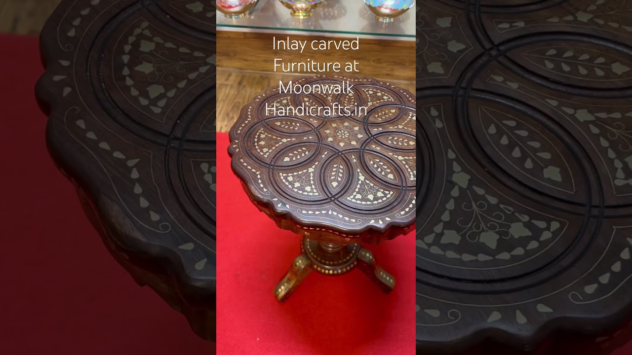 Wooden Table carved Inlay Side table 