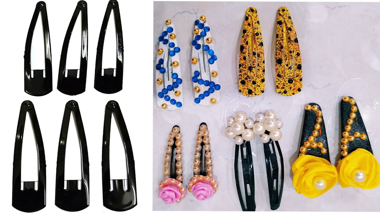 DIY 5 ways to decorate hair pin Hair clip DIY ideas khushbu Art