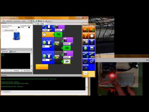 minibloq tutorial 4, Analoge Eingänge, LDR Temp  arduino grafisch programmieren
