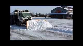 Mack Dump Truck With 16 Snowplow And Cat Backhoe 420E With Machinability Snowpusher.wmv