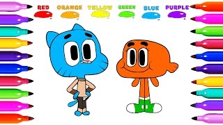 Draw Coloring Gumball Darwin Watterson Learn colored for Kids Learning Coloring pages Kids