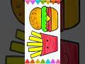French Fries And Burger Drawing Shorts Fastfood Drawing