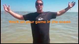 Work on your tennis in the ocean #tennis #tenniscoaching #tennisdrills #forehand #backhand