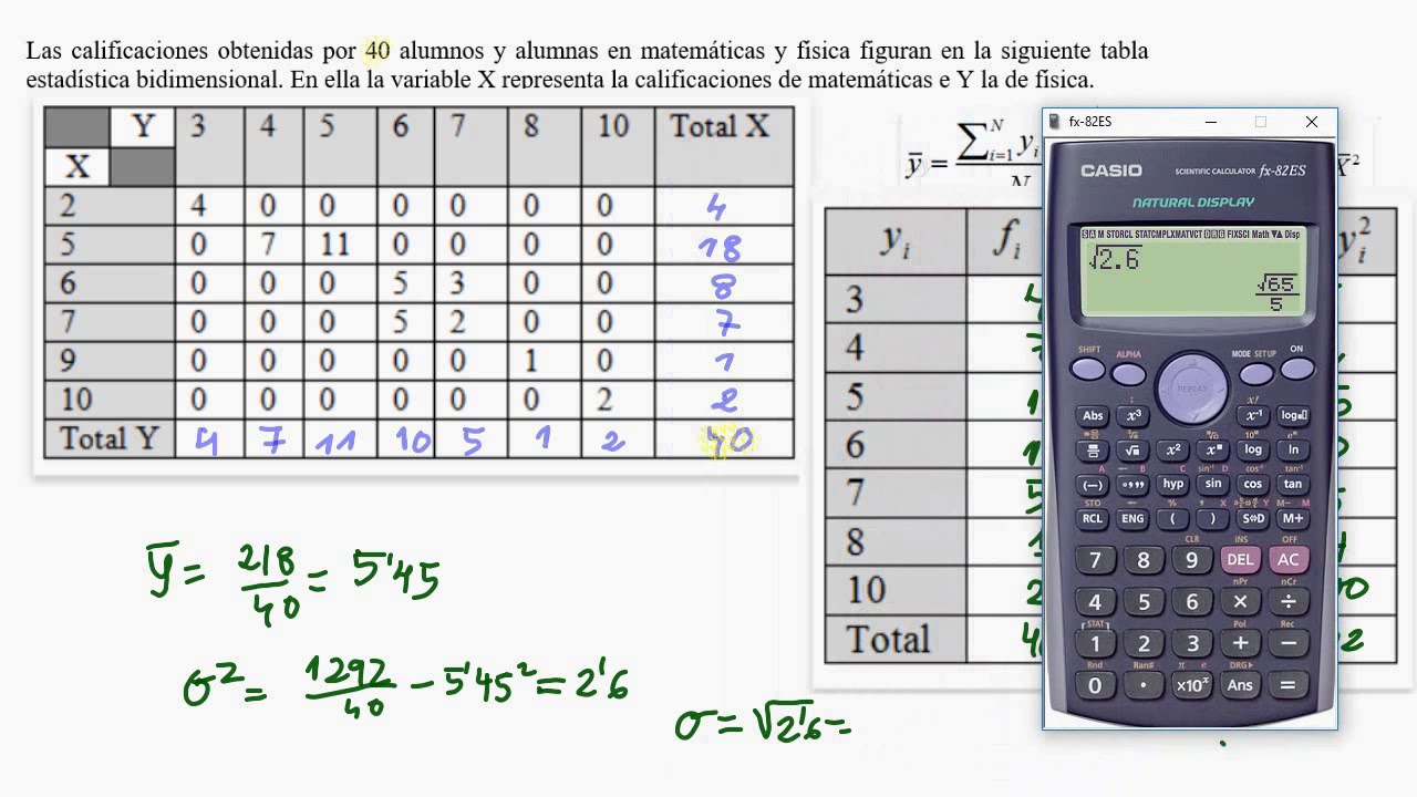Estadística bidimensional ejemplo 2 YouTube