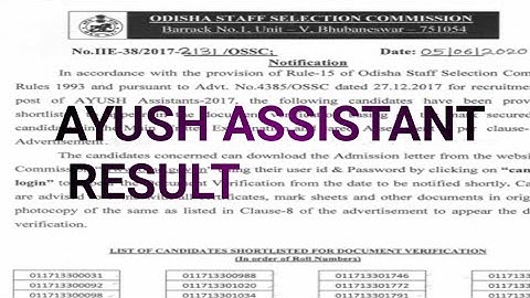 AYUSH ASSISTANT RESULTS|AYUSH RESULTS