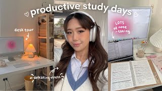 STUDY VLOG 💌 LOTS of note taking, PRODUCTIVE day in my life, desk tour, exam prep,unboxing keyboard