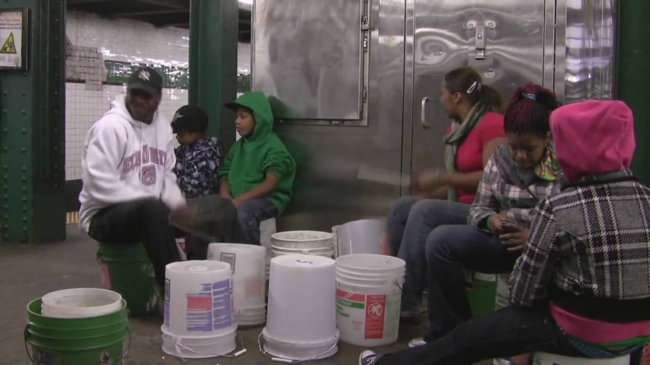 Great bucket drummer, New York City YouTube