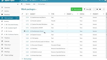 Open project Menu and navigation