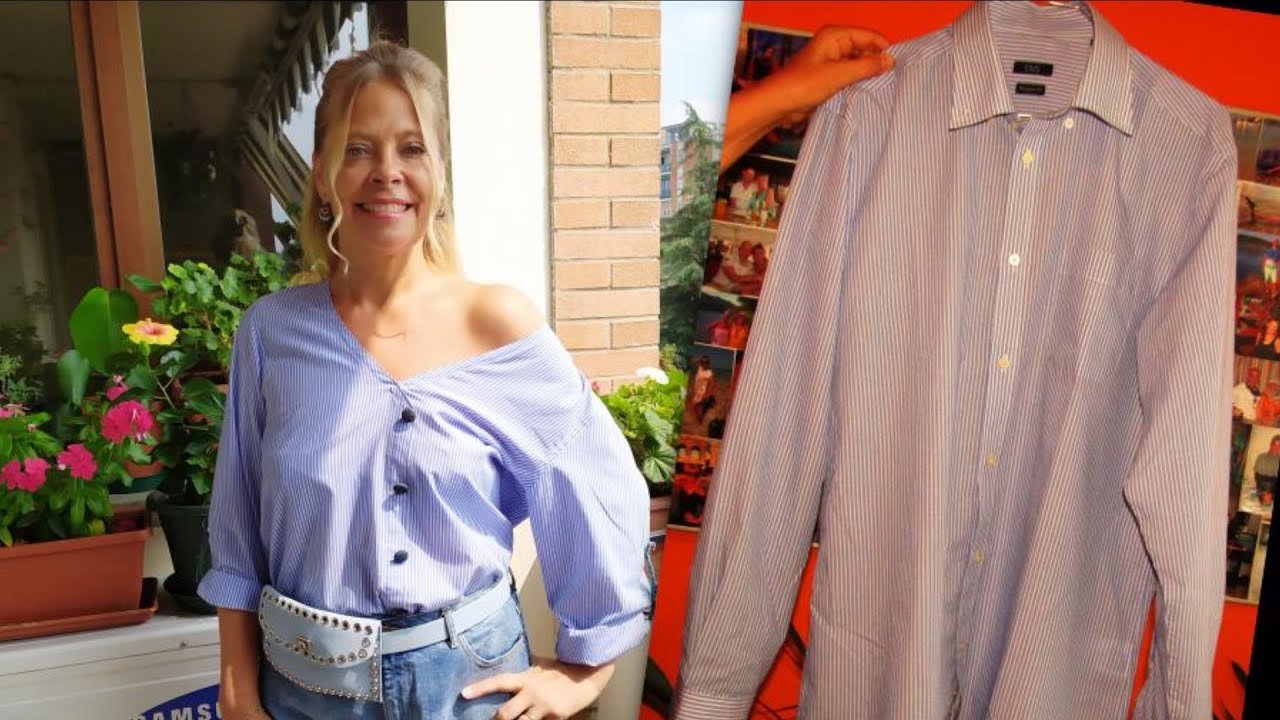 Blouse made from men's shirt/Camicetta trasformata da camicia da uomo/Переделка мужской рубашки