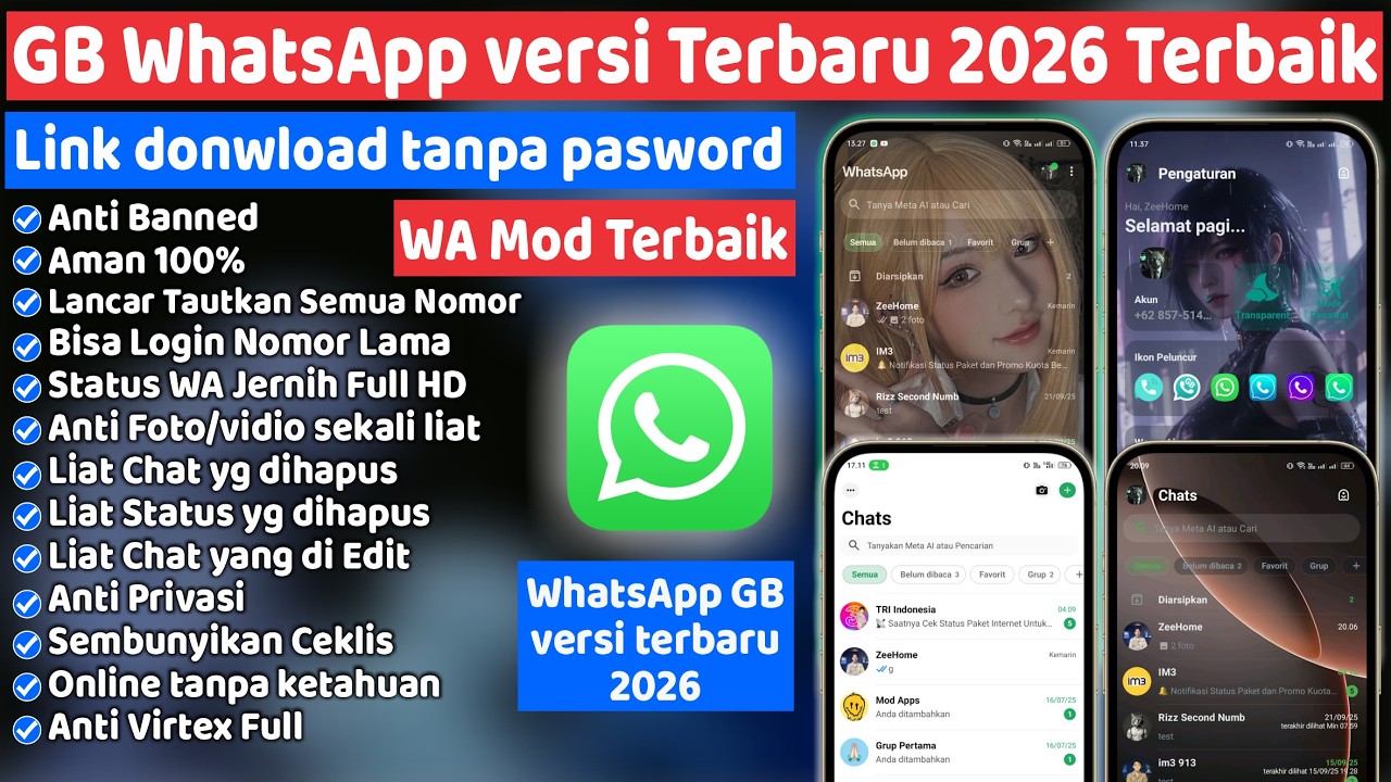 WhatsApp GB Terbaru 2026 ⚡WA Mod Terbaik dan AMAN untuk Semua Android