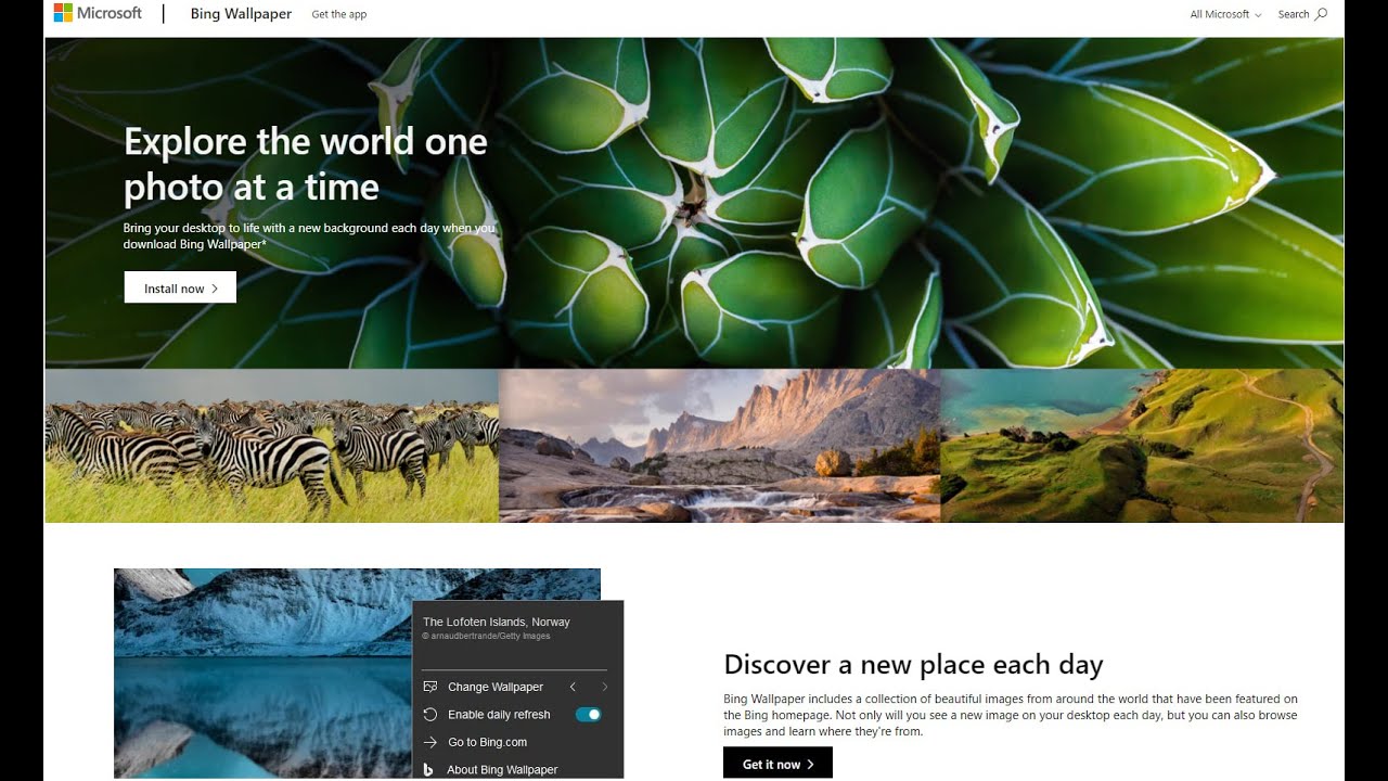 Bing Wallpaper App  Windows 10 Daily Change Desktop Background Microsoft  App 
