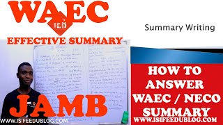 Summary writing | How to write WASSCE / WAEC and NECO Summary effectively