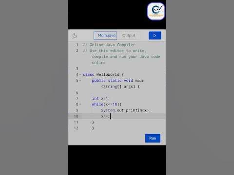 While loop example in Java | Print numbers 1 to 10 in java #short #java ...