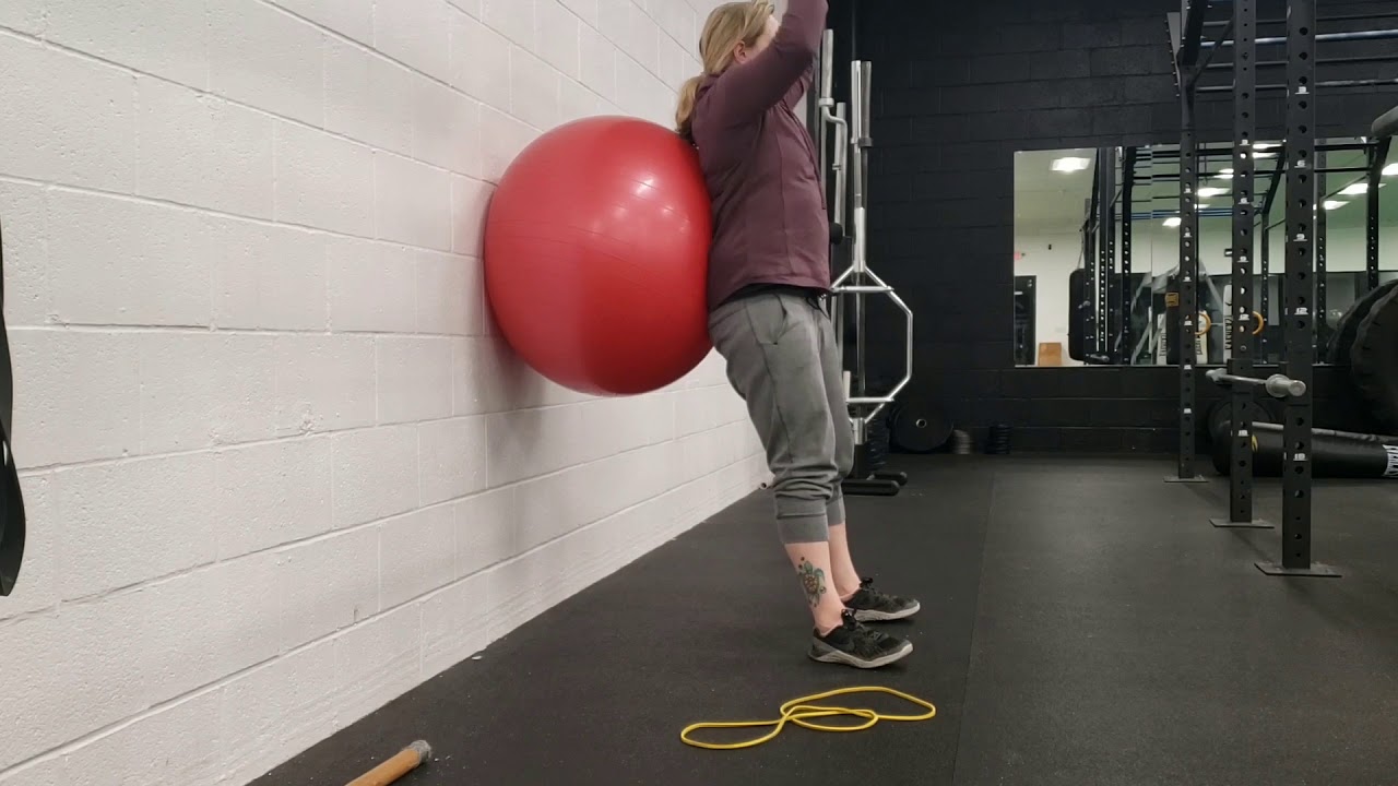 Ball Wall Squat with Overhead Press - YouTube