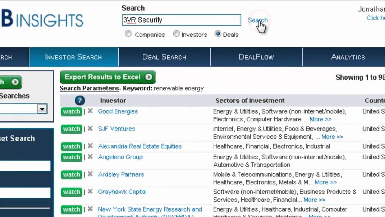 Company and Investor Keyword Search - CB Insights