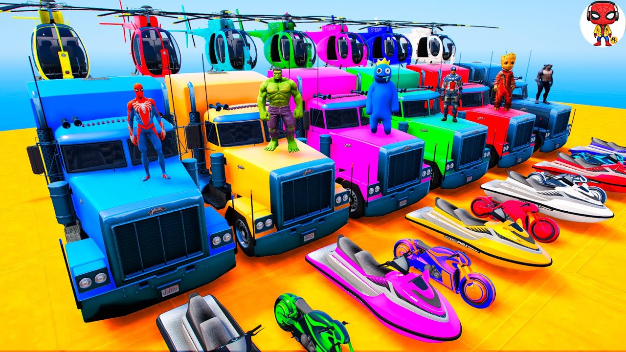 ГТА 5 Человек-Паук! Автомобиль, Мотоцикл, Вертолет, Лодки! Эпическая трюковая карта для супергероев