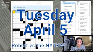 Slightly 34-Down on the fill [0:10/4:19]  ||  Tue 4/5/22 New York Times Crossword