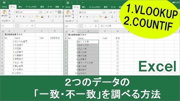 【Excel】２つのデータの「一致・不一致」を調べる方法(VLOOUP / COUNTIF)