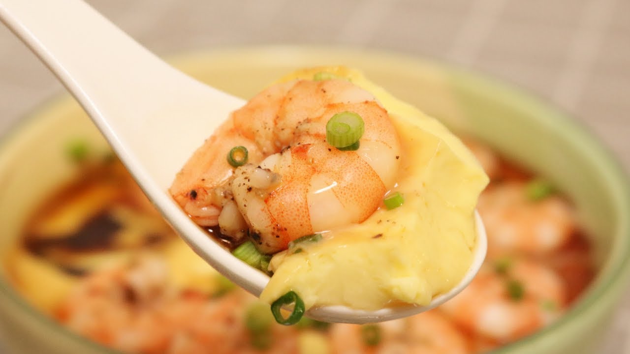 Steamed Egg w/ Shrimp Recipe | Souped Up Recipes