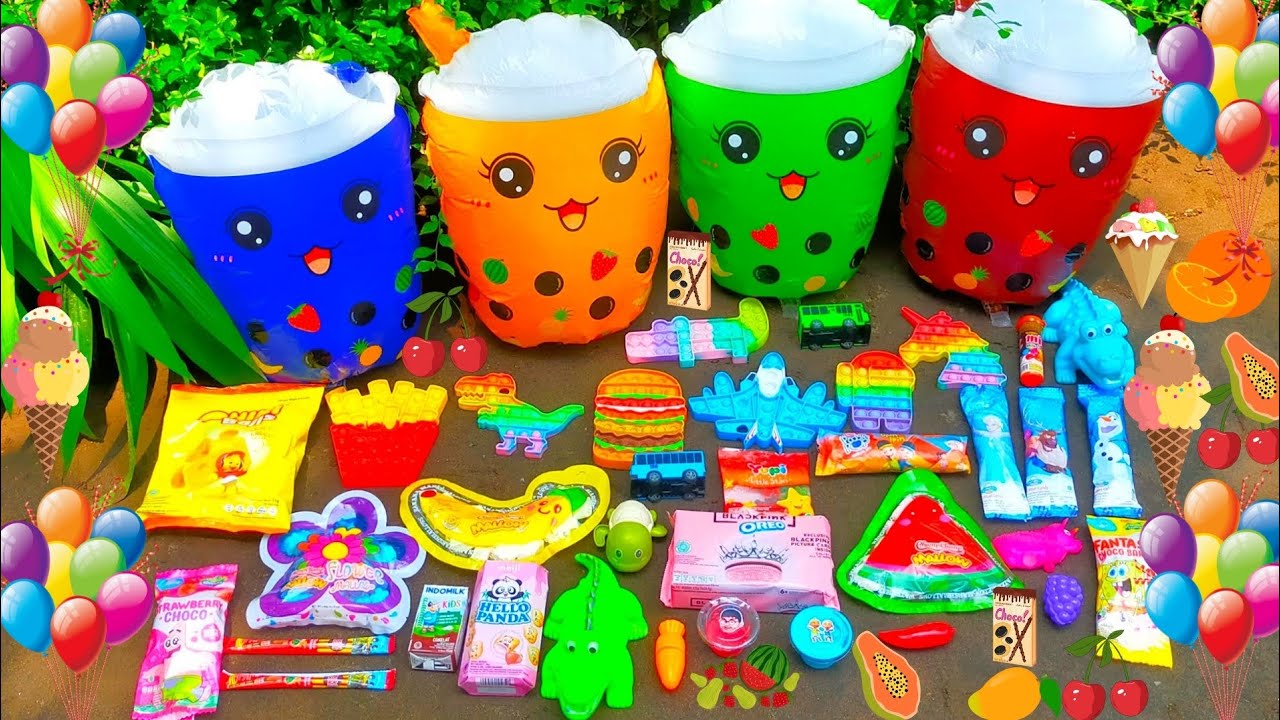 Mencari Slime Upin&Ipin-Oreo BlackPink Hunting Es Krim Buah Potong Permen Yupi Popit 