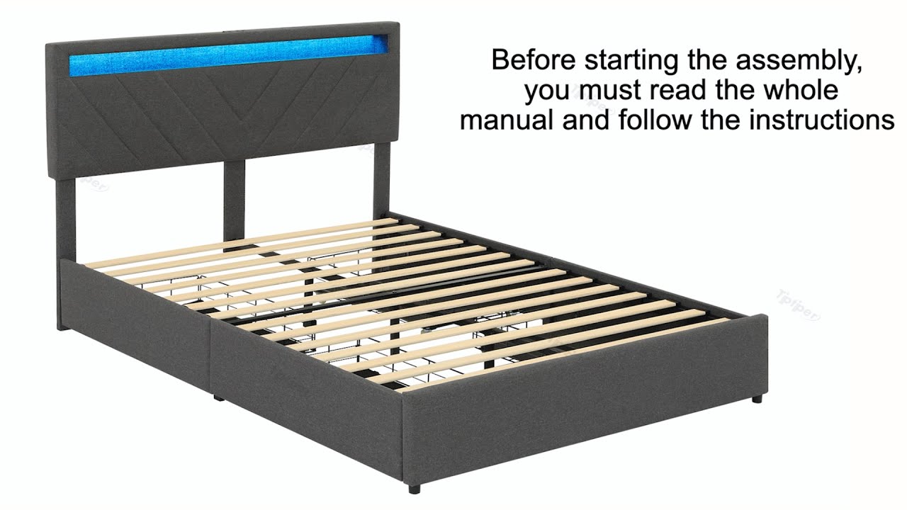 How to assemble a Led Bed Frame with Storage Drawers YouTube