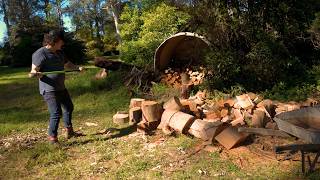 Cinematic ASMR: Wood Splitting in Mountain Lagoon | Blue Mountains (DJI Pocket 3) incl. a bird bomb!