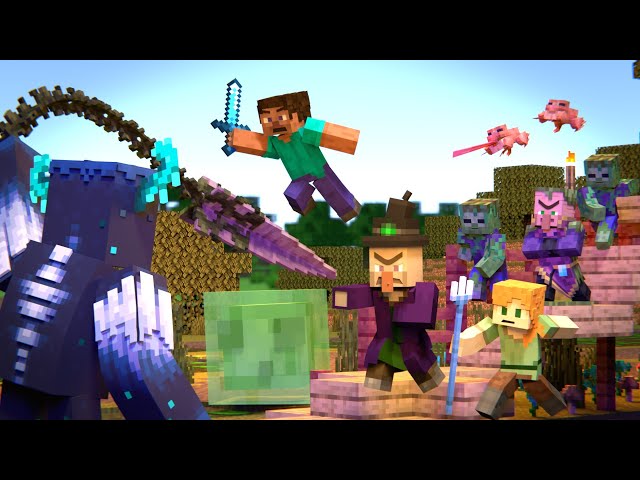 Warden vs Witch and Swamp Villager Army | Alex and Steve Legends (Minecraft Animation Movie) class=