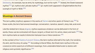 Myth - Wikipedia page Part 2