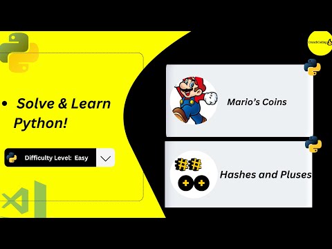 Python for Beginners Challenge: Solve Mario Coins, Hashes & Pluses (Python Easy Level)
