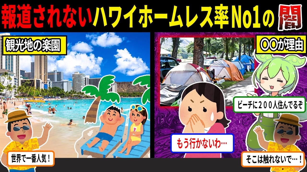 メディアが絶対取り上げない・・・楽園ハワイ実はホームレスNo1の闇【ずんだもん＆ゆっくり解説】