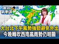 大台北注意！巴威中颱暴風半徑狂掃350km 下午風勢非常強勁避免外出 今晚轉吹西南風雨勢仍明顯【東森氣象讚】
