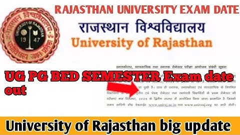 Uniraj Semester Exam Date 2025 | UG PG BED Exam Time Table Update