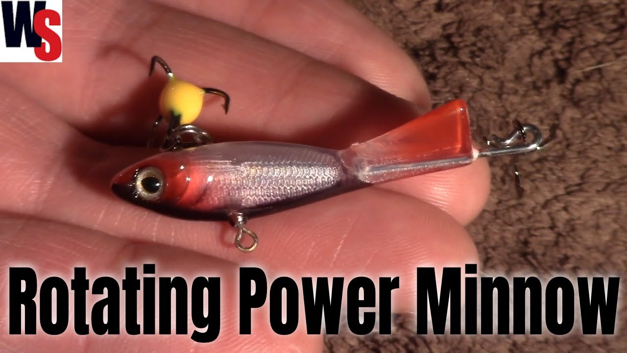 Rotating Power Minnow Jig and Spins Ice Fishing Lures In Glow Colors