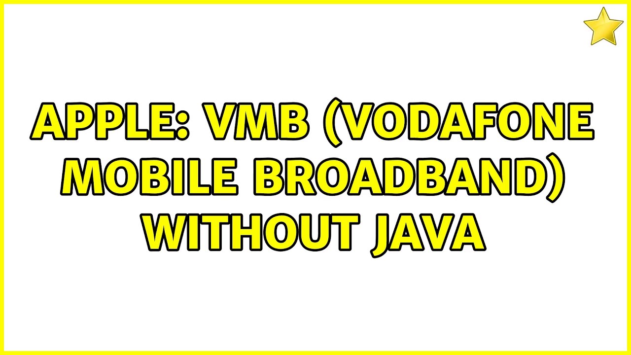 Apple VMB (Vodafone Mobile Broadband) without Java YouTube