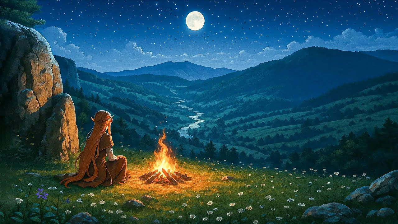 Medieval Night by the Fire 🔥 Ambience & Peaceful Medieval Music for Relaxation
