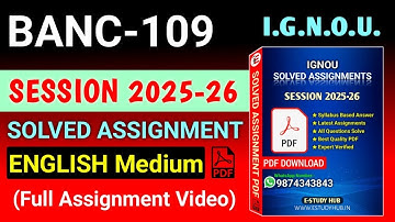 BANC 109 Solved Assignment 2025-26 English, BANC 109 Solved Assignment 25-26, BANC-109 Assignment