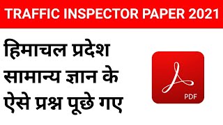 Hpssc Hpsssb Traffic Inspector Solved Paper 2021 - 819 Post Code