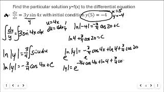 6.2B Separable Differential Equations-Particular Solutions
