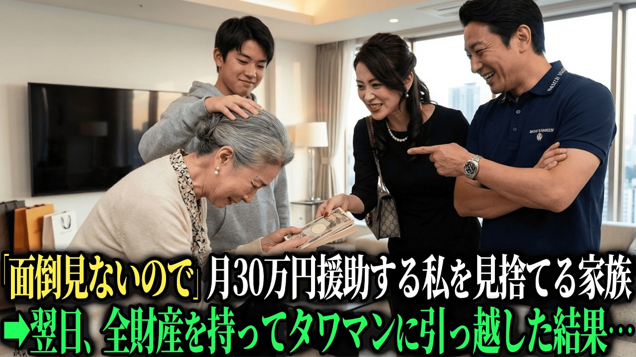 「お義母さんの面倒は見ませんので」月30万円援助する私に嫁が言い放った一言。翌日、援助を全額引き上げて都心のタワマンに引っ越してやった結果・・・【シニアのスカッと朗読】【老後の知恵】