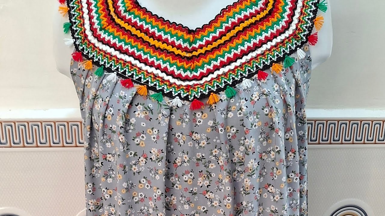 احلى قندورة قبائلية ديكولتي ❤️غير بمتر ونصف قماش👍طريقة تفصيل وخياطة مع طريقة تركيب الصدر لكل مبتدئات