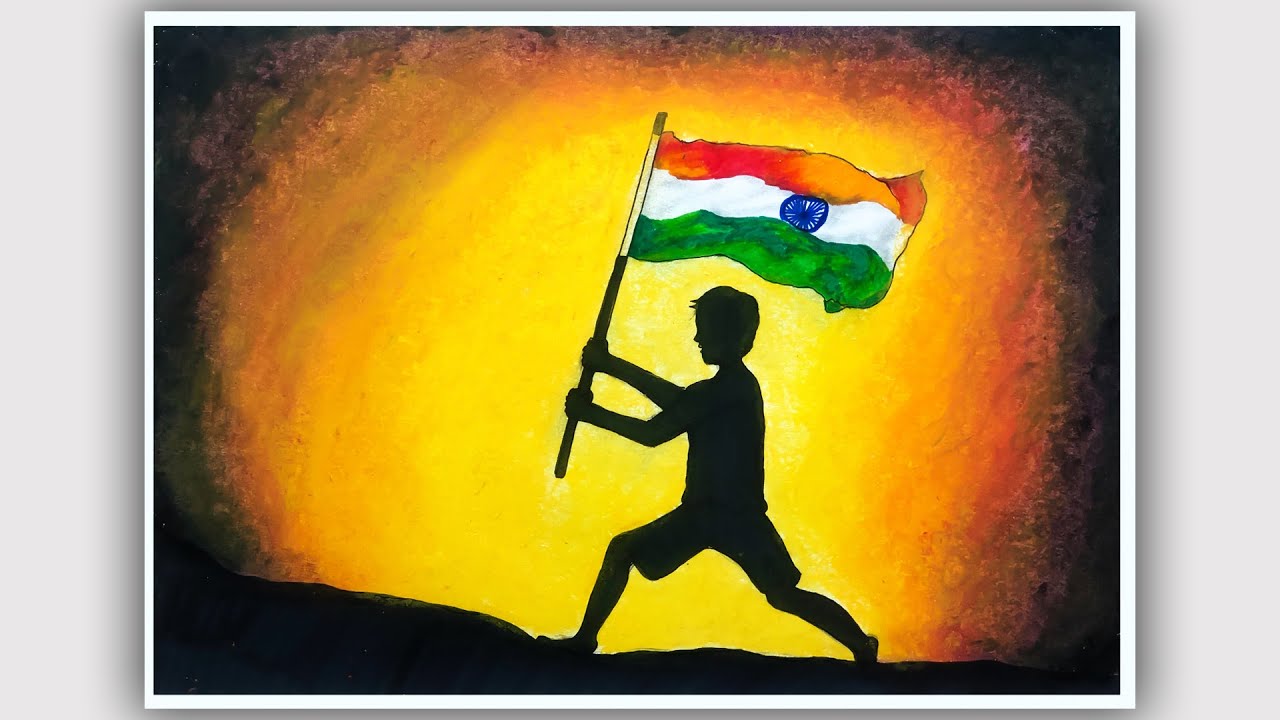 Republic Day Drawing with Oil Pastel Step by Step Independence Day