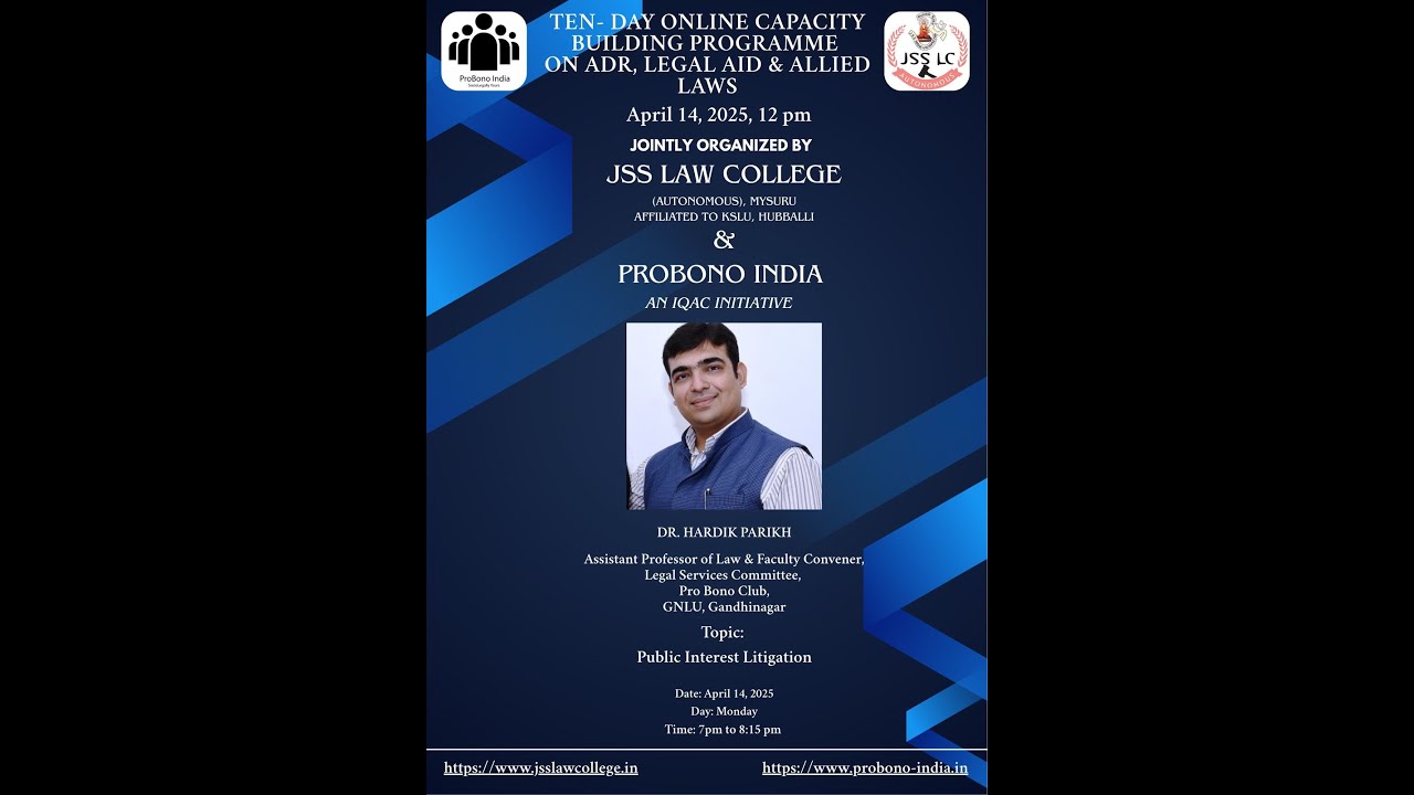 Day 7 | CBP on ADR & Legal Aid | Public Interest Litigation | Dr. Hardik Parikh